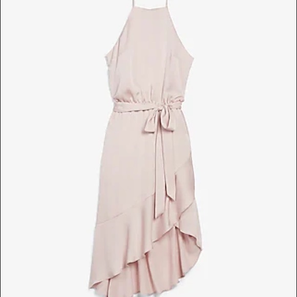 Express Dresses & Skirts - Express High Neck Asymmetrical Fit And Flare Dress